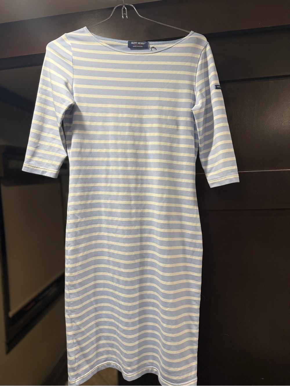 Saint James Light Blue and White Striped Midi Dress